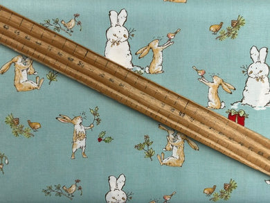 anita jeram guess how much I love you snow bunny bunnies hare christmas winter gifts teal turquoise fabric shack malmesbury