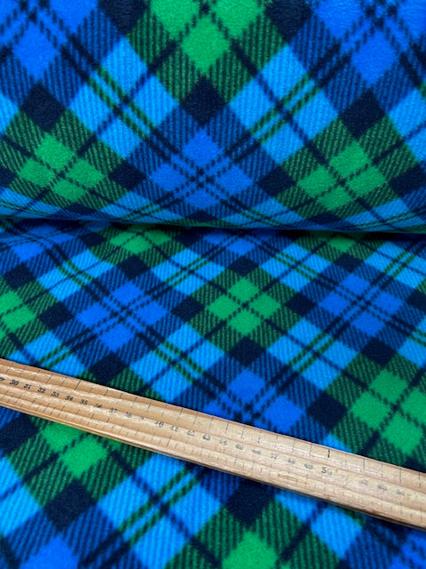 anti pil tartan fleece cuddly soft blue green check fabric shack malmesbury