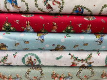 beatrix potter peter rabbit joy of giving christmas holidays holly ivy mrs rabbit tree gift red flopsy mopsy cotton fabric shack malmesbury 4