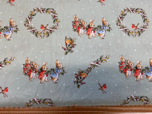 beatrix potter peter rabbit joy of giving christmas holidays holly ivy mrs rabbit tree gift red flopsy mopsy cotton fabric shack malmesbury 6