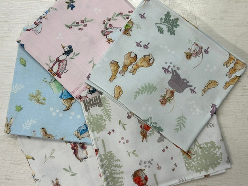beatrix potter peter rabbit tales of the burrow jemima mice flopsy mopsy fat quarter pack bundle cotton fabric shack malmesbury