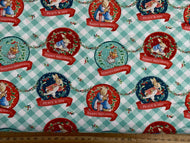Beatrix Potter Hoppy Holidays Festive Gingham Licensed Cotton Fabric by the 1/4 Metre*