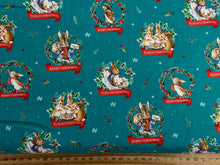 beatrix potter hoppy holidays fabric shack malmesbury peter rabbit christmas greeting teal