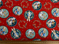 beatrix potter hoppy holidays fabric shack malmesbury peter rabbit christmas scallop badges red