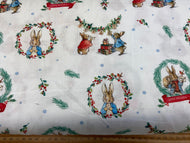 beatrix potter peter rabbit joy of giving christmas holidays holly ivy mrs rabbit tree gift red flopsy mopsy cotton fabric shack malmesbury 5