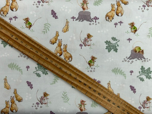 beatrix potter peter rabbit tales of the burrow mice mint cotton fabric shack malmesbury