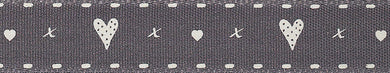 berisfords hearts and kisses ribbon 15mm grey fabric shack malmesbury R1359215_3