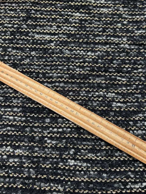 boucle wool fabric  fabric shack malmesbury  black with gold metallic