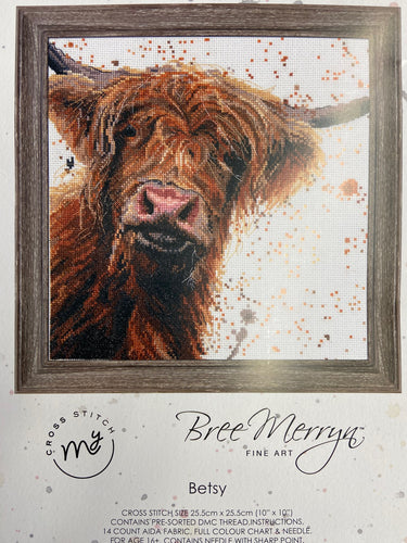 bree merryn cross stitch crosstitch kit betsy highland cow counted fabric shack malmesbury