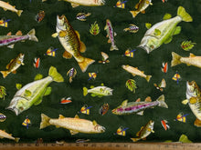 brett blumenthal camelot fabrics fishful thinking fish lure fly flies catch of the day green fishing cotton fabric shack malmesbury