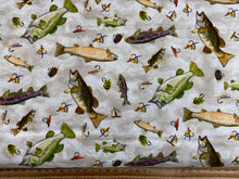 brett blumenthal camelot fabrics fishful thinking fish lure fly flies catch of the day off white fishing cotton fabric shack malmesbury