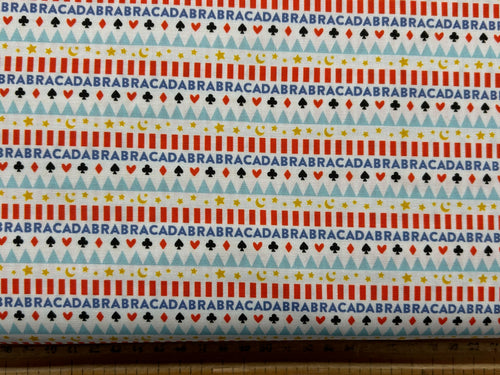 camelot abracadabra magic tricks magician card stripes white cotton fabric shack malmesbury