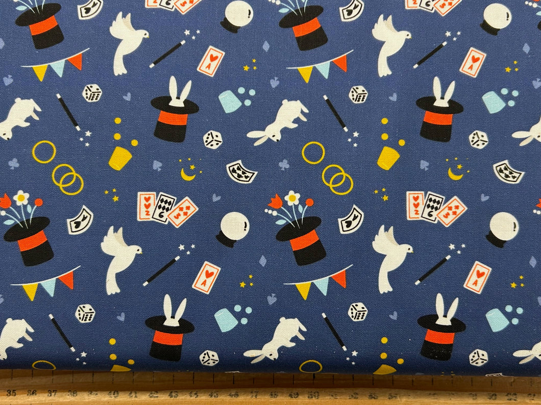 camelot abracadabra magic tricks magician make some magic navy blue cotton fabric shack malmesbury