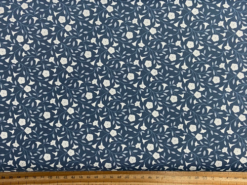 cassandra connelly evenfall moonflower flower floral midnight blue cc43.3 cotton fabric shack malmesbury