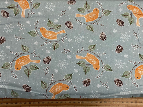 ccc christmas birds Singing Bird fabric shack malmesbury robins cones blue doves