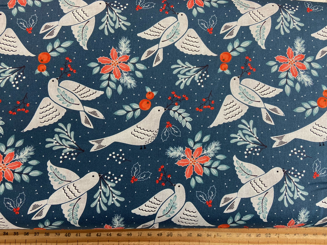 ccc christmas birds Turtle Doves Peace fabric shack malmesbury robins cones blue doves