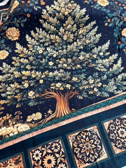 Cedar & Sage For QT Fabrics Cotton Fabric Tree Panel