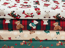 christmas toybox toy teddy bear bear tartan jumper rocking horse cotton fabric shack malmesbury
