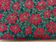 christmas cotton amaryllis rose green gold metallic extra wide fabric shack malmesbury