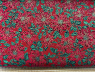christmas cotton amaryllis rose red gold metallic extra wide fabric shack malmesbury