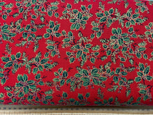 christmas cotton holly red gold metallic extra wide fabric shack malmesbury