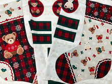 christmas toybox toy teddy bear bear tartan jumper pre-cut stocking advent panel cotton fabric shack malmesbury 2