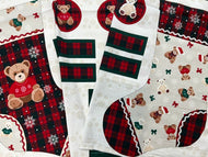 christmas toybox toy teddy bear bear tartan jumper pre-cut stocking advent panel cotton fabric shack malmesbury 2