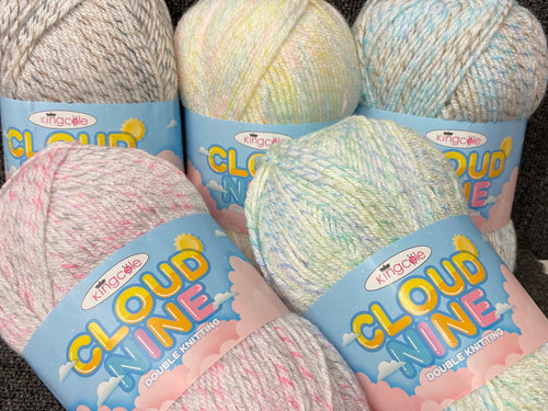 cloud nine 9 acyrlic antipilling dk double knit wool yarn king cole various pastel colours fabric shack malmesbury knit knitting crochet