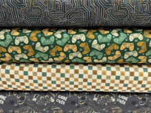 Combat Quest Level Up Game Controller Grey Natural Organic Cotton Fabric by 1/4 Metre*