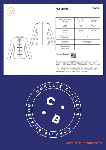 coralie bijasson nadine jacket dressmaking pattern fabric shack malmesbury