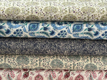 Flower Vine Outline Blue/Grey 7633 Luxurious Supina Pima Cotton Lawn Fabric by 1/2 Metre