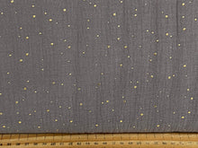 cotton muslin double gauze metallic gold spot polka dot fabric shack malmesbury grey