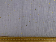 cotton muslin double gauze metallic gold spot polka dot fabric shack malmesbury lavender