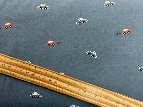 cotton stretch jersey fabric cars grey blue fabric shack malmesbury 