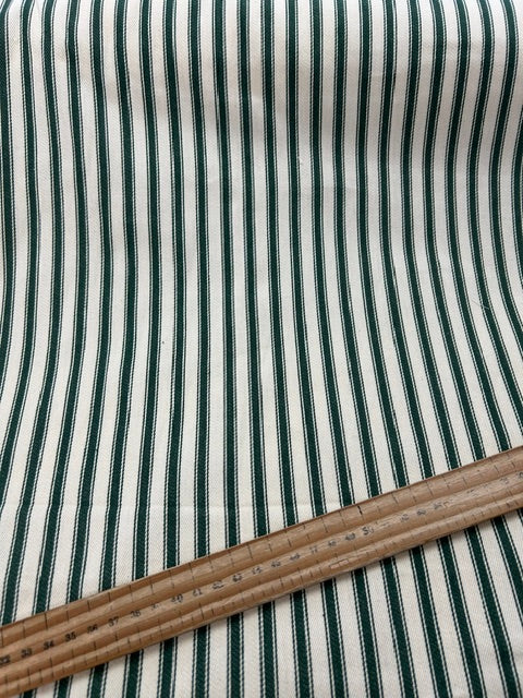 cotton ticking natural forest green stripe striped fabric shack malmesbury