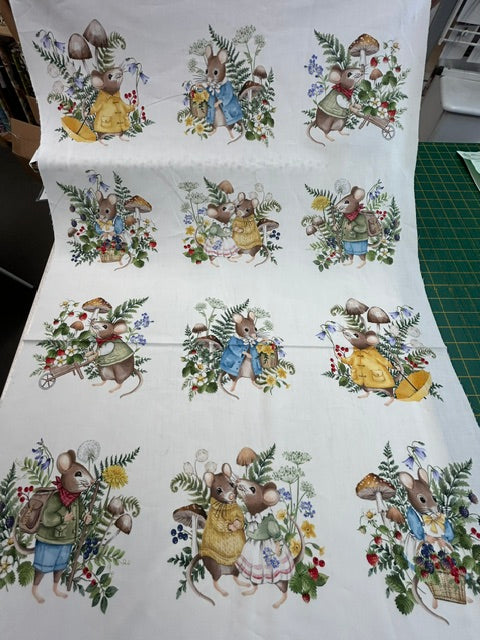 country mouse cotton fabric mice mouse panel shack malmesbury deborah edwards nortcott fabrics