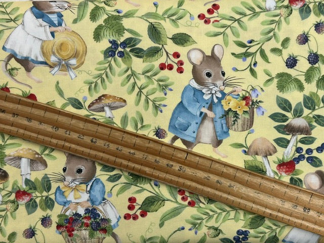 country mouse cotton fabric mice toss lemon shack malmesbury deborah edwards nortcott fabrics