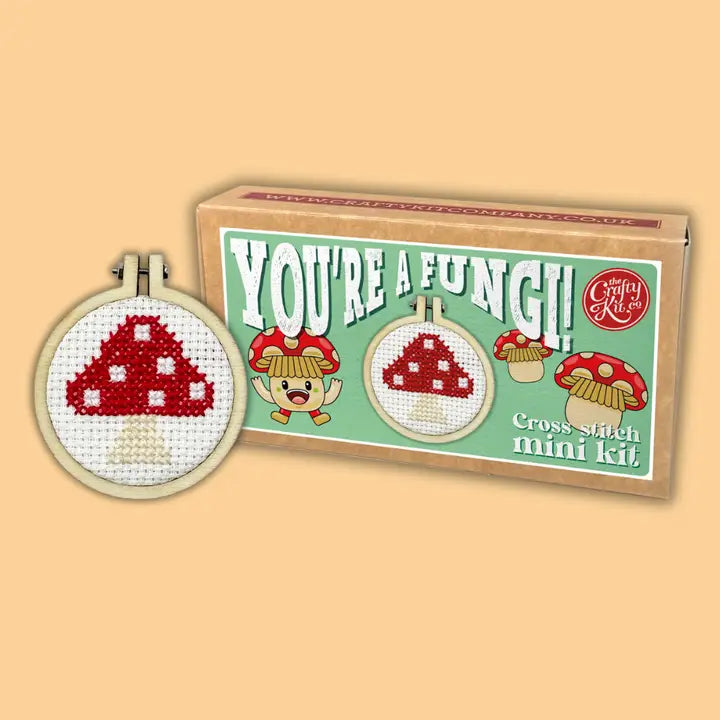 crafty kit co cross stitch crosstitch kit youre a funghi mushroom toadstool matchbox fabric shack malmesbury 