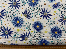 create joy project coming up roses flowers flower daisy daisies sapphire blue cloud white floral cotton fabric shack malmesbury