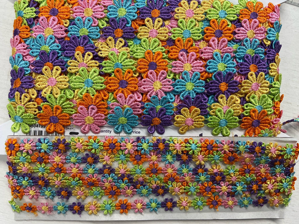 Rainbow Daisy Flower Guipure Lace Trim Various Sizes – Fabric Shack ...