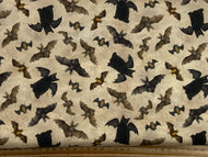 dan dipaolo clothworks gothic halloween eyes on you black cat bat wings cotton fabric shack malmesbury
