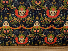 dear stella fae guanipa frida kahlo viva la vivda day of the dead flower garland black carnival cotton fabric shack malmesbury