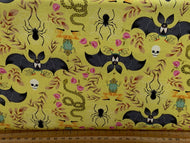 dear stella faye guanipa boo halloween goth gothic bats frog snake green spider skull cotton fabric shack malmesbury