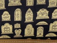 dear stella faye guanipa boo halloween goth gothic grave stones gravestones black skull cotton fabric shack malmesbury