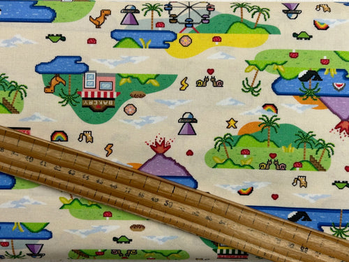 dear stella game over computer game sony gameboy gamer games marioland mario brothers playstation cotton fabric shack malmesbury