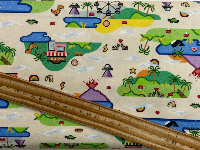 dear stella game over computer game sony gameboy gamer games marioland mario brothers playstation cotton fabric shack malmesbury