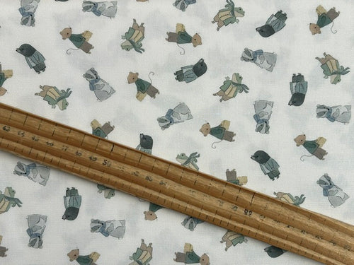 dear stella woodland wind in the willow willows critters animals whisper cream cotton fabric shack malmesbury