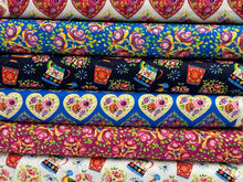 Bohemian Waters by Debbie Shore Barge Bouquet Crimson Organic Cotton Fabric by 1/4 Metre*