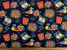 debbie shore bohemian waters narrow boat narrowboat art decor navy blue folk organic cotton fabric shack malmesbury