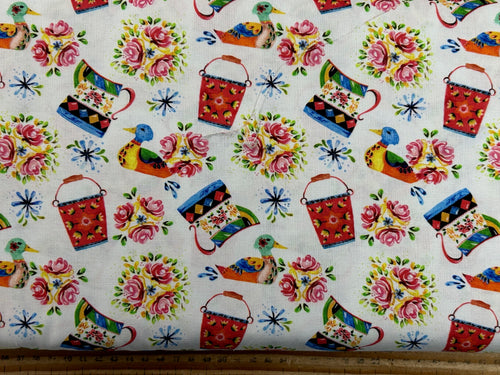 debbie shore bohemian waters narrow boat narrowboat art decor white folk organic cotton fabric shack malmesbury